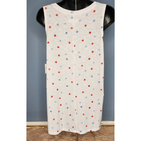 NWT STYLE & CO PATRIOTIC  STARS KNIT FLOWY TANK TOP -VARIOUS PETITE SIZES - Picture 3 of 11